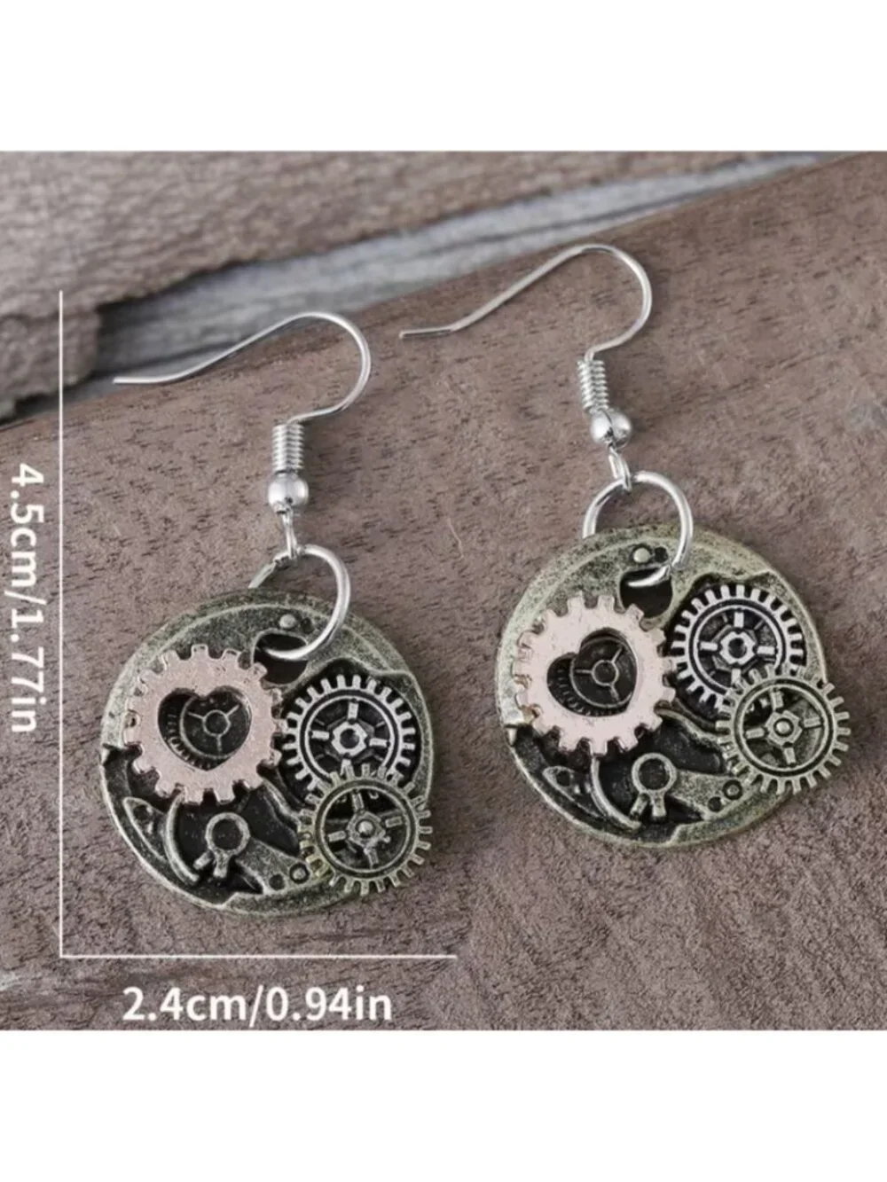 Steampunk Gear Earrings – Vintage Industrial Clockwork Dangle Earrings, Retro